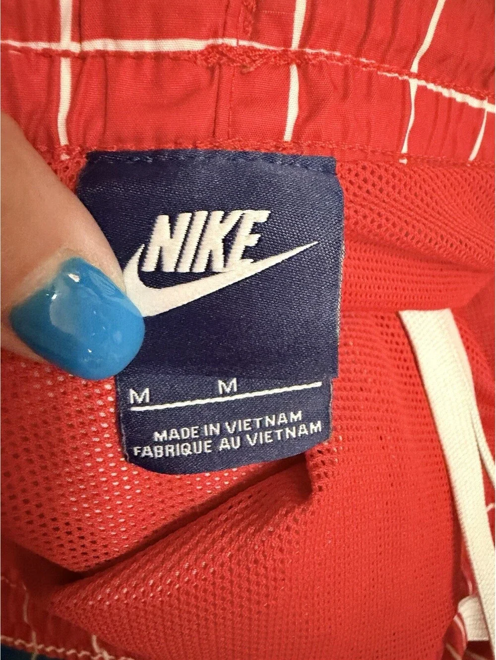Nke Swim Shorts 2 Pairs Red/white & Blue/white Strips Medium *No Netting*